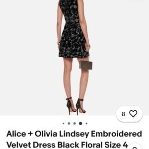 Alice + Olivia Lindsey Embroided Velvet Dress Black – Size 4 NEW with tags $905
